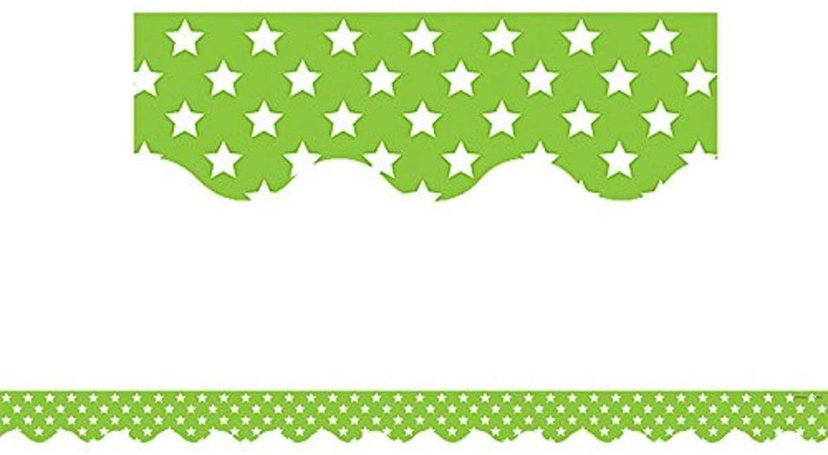 Lime with White Stars Scalloped Border Trim