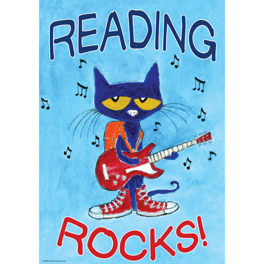 Pete the Cat Reading Rocks Positive Poster