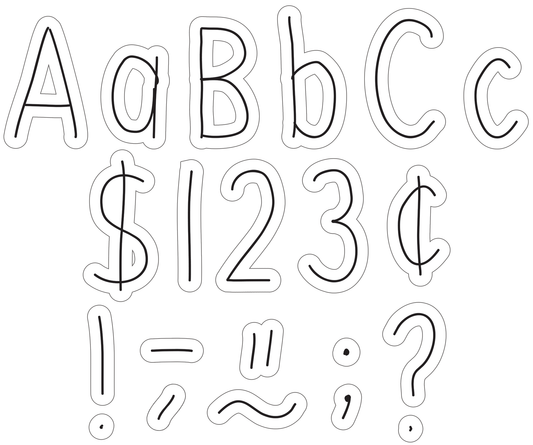 Black on White Hand Drawn 4" Letters Combo Pack