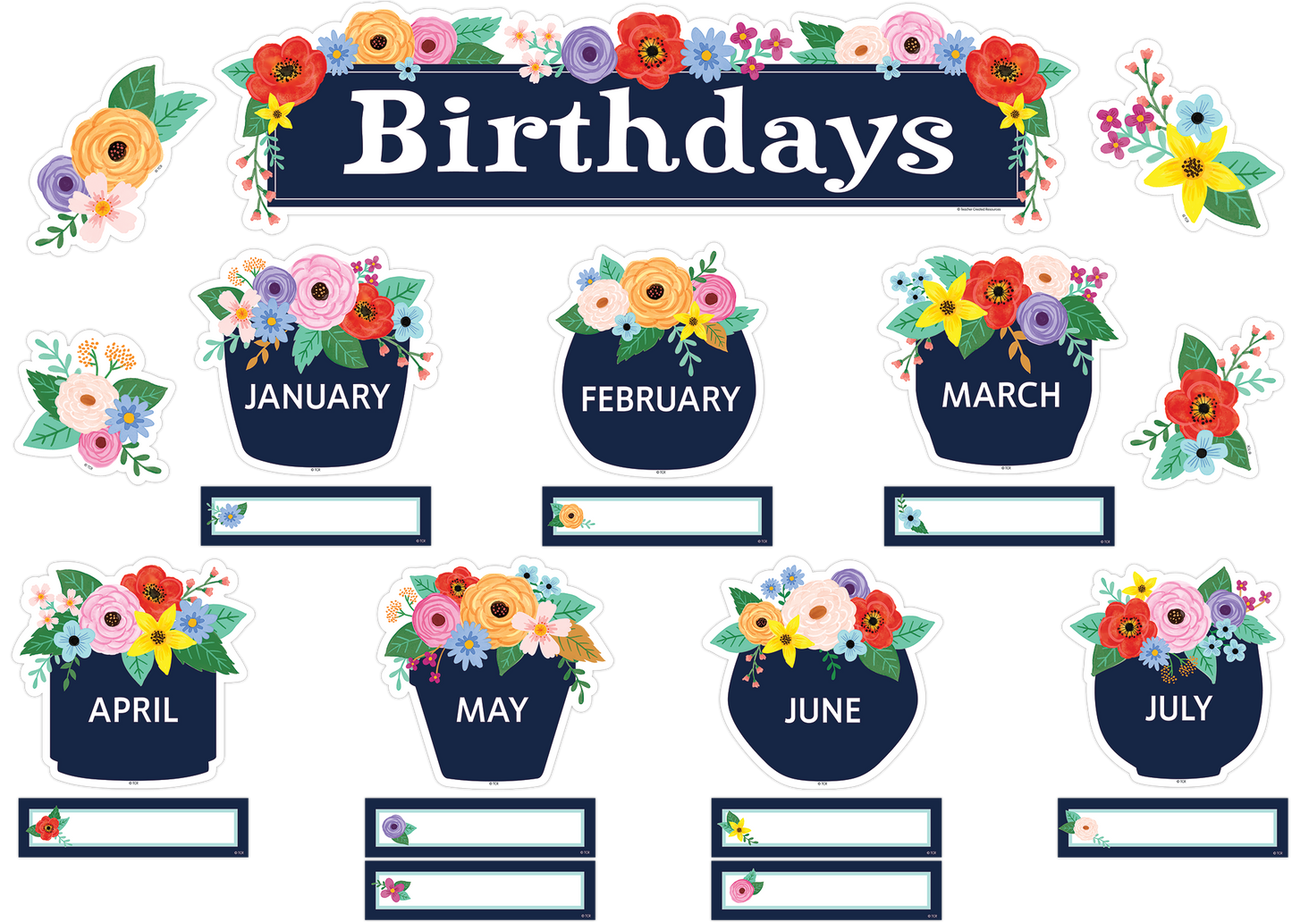 Wildflowers Birthdays Mini Bulletin Board Set