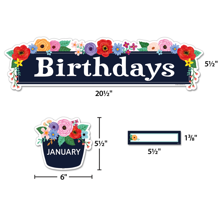 Wildflowers Birthdays Mini Bulletin Board Set