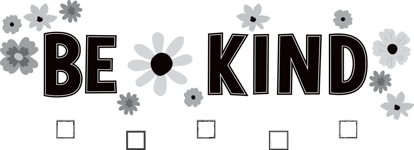 Black and White Floral Be Kind Bulletin Board Set