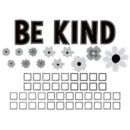 Black and White Floral Be Kind Bulletin Board Set