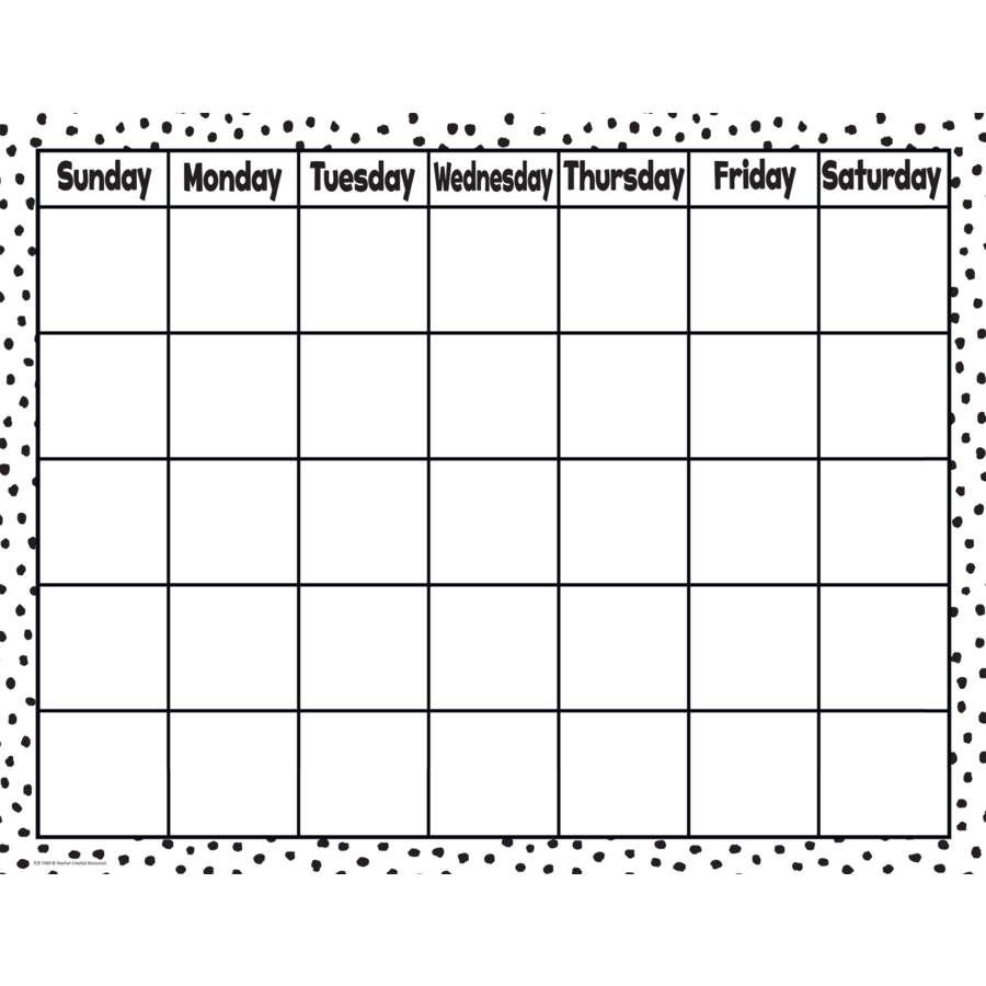 Black Painted Dots on White Calendar Chart