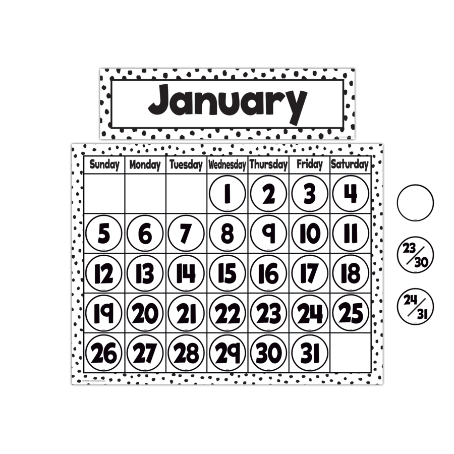 Black Painted Dots on White Calendar Chart