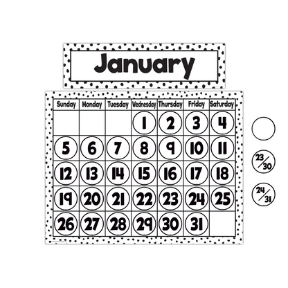 Black Painted Dots on White Calendar Chart