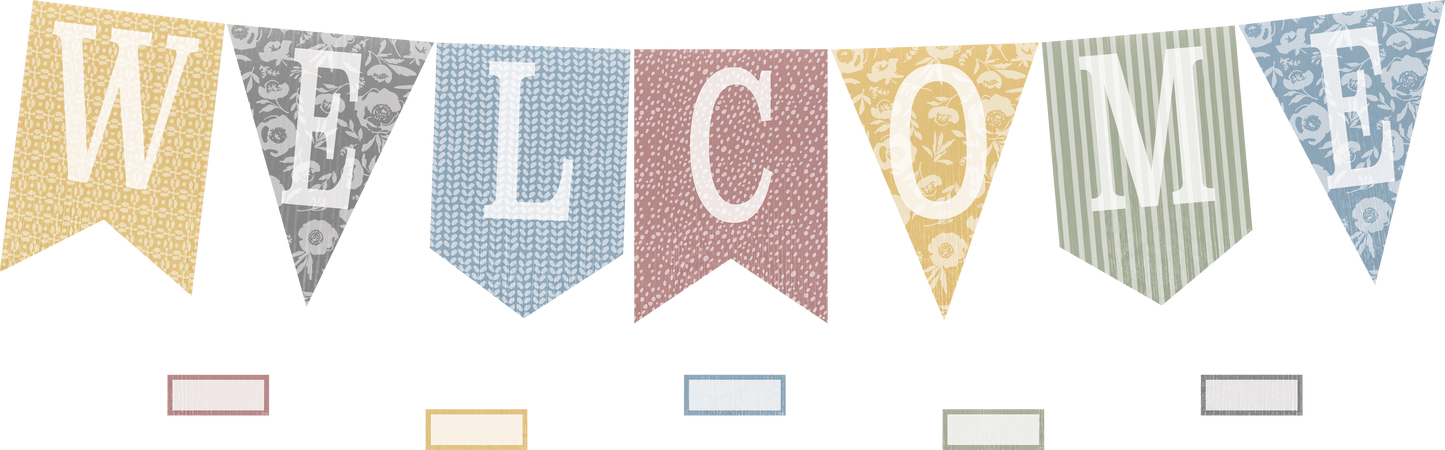 Classroom Cottage Pennants Welcome Bulletin Board Set