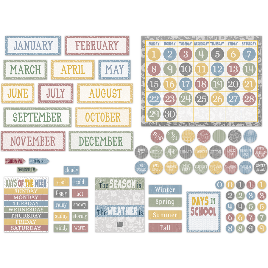 Classroom Cottage Calendar Bulletin Board Set