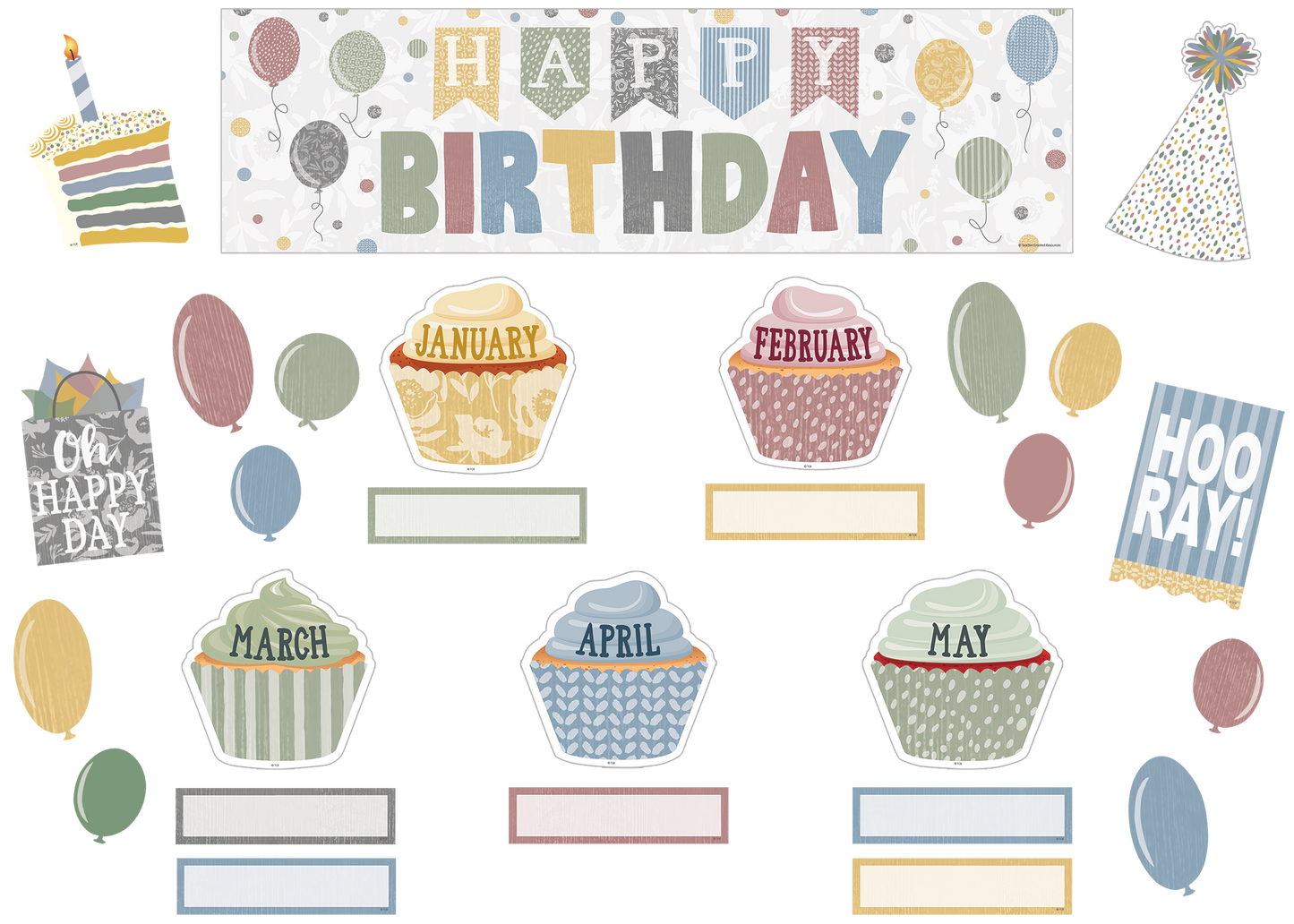 Classroom Cottage Happy Birthday Mini Bulletin Board Set