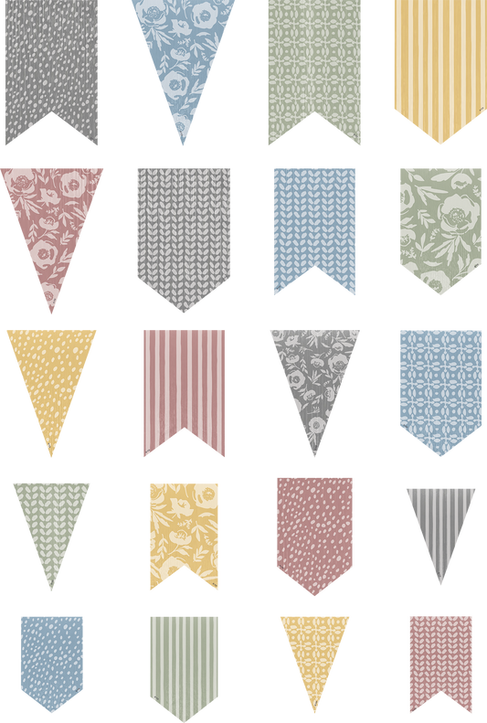 Classroom Cottage Pennants Accents - Assorted Sizes