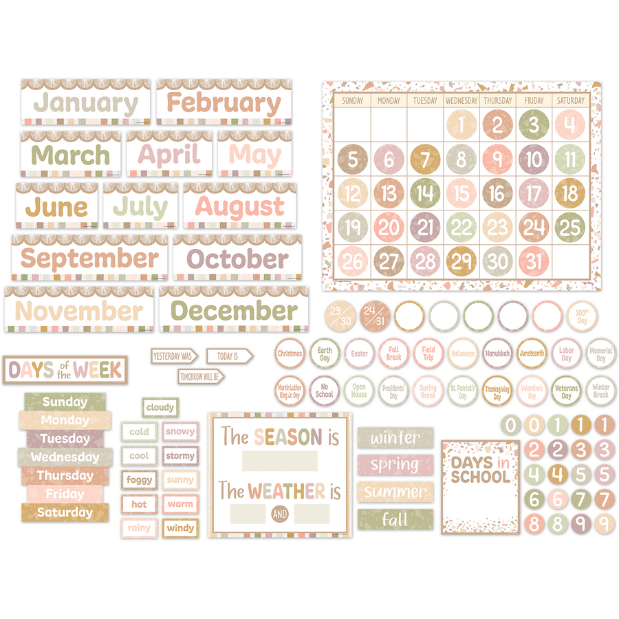 Terrazzo Tones Calendar Bulletin Board Set