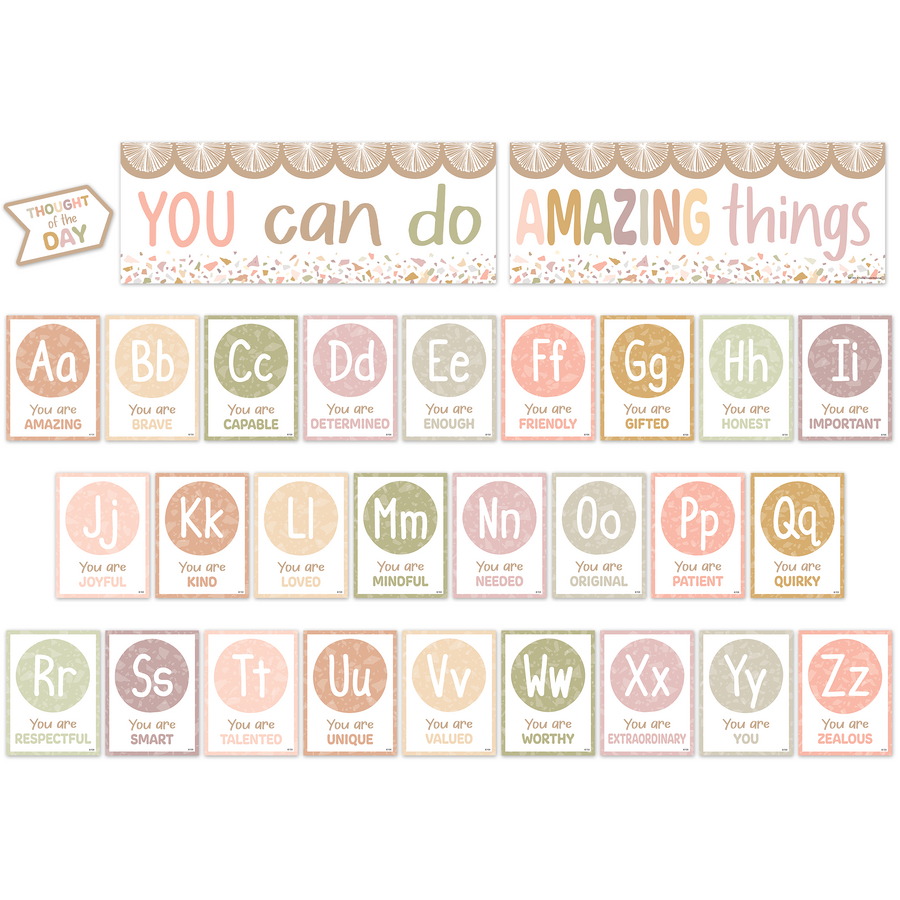 Terrazzo Tones Alphabet Affirmations Bulletin Board Set