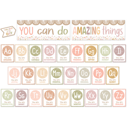 Terrazzo Tones Alphabet Affirmations Bulletin Board Set