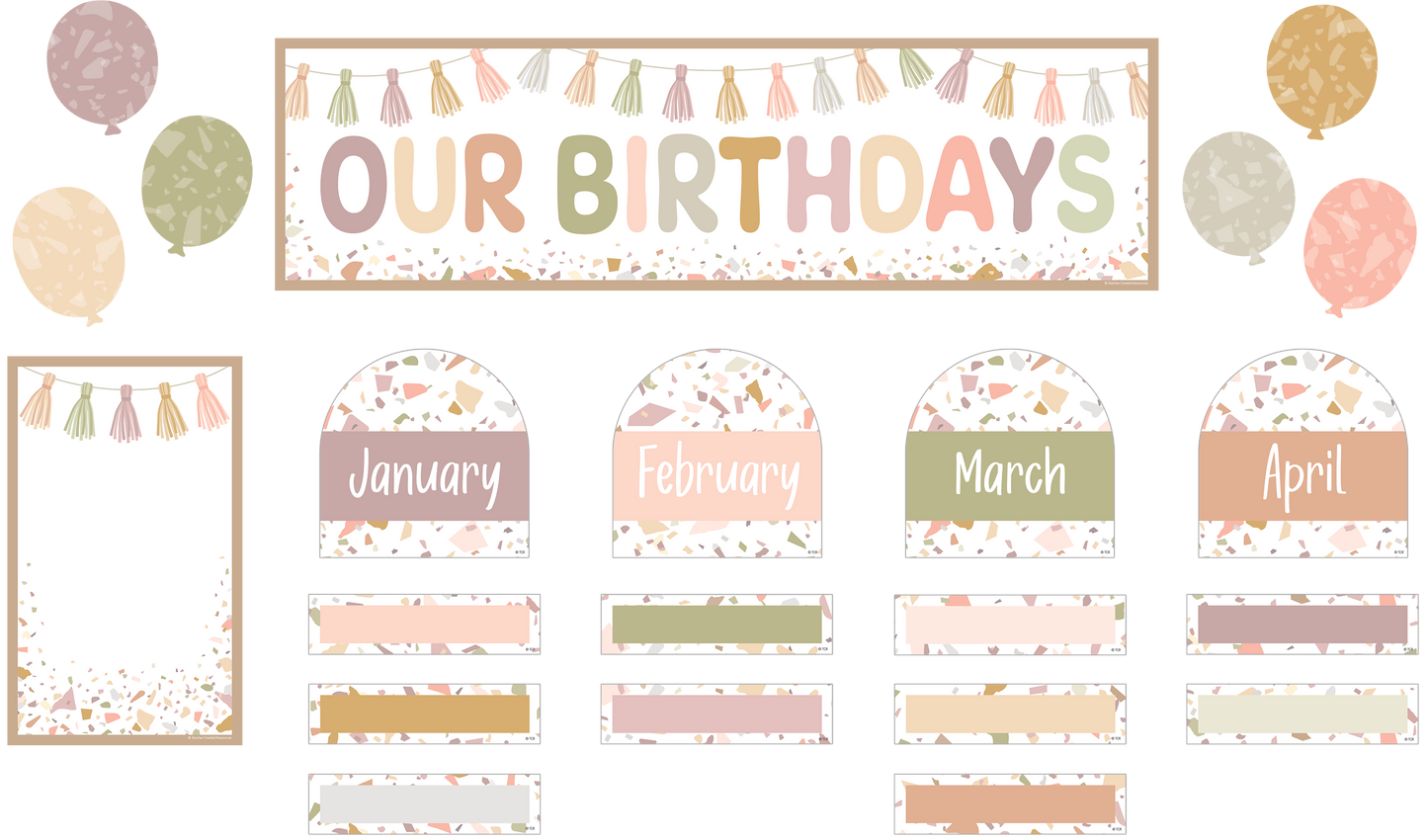 Terrazzo Tones Our Birthdays Mini Bulletin Board Set