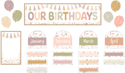 Terrazzo Tones Our Birthdays Mini Bulletin Board Set