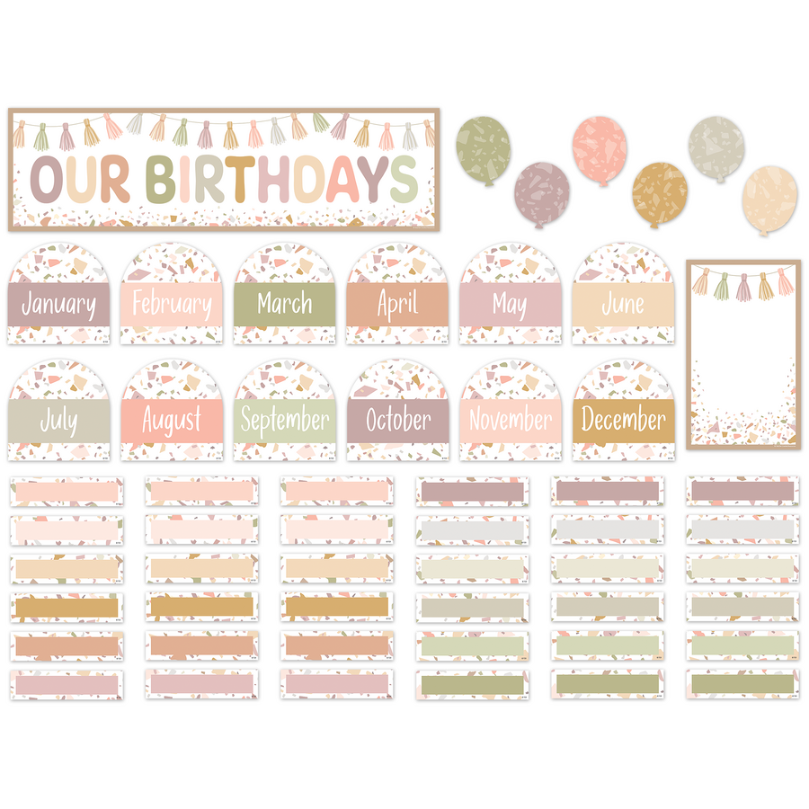 Terrazzo Tones Our Birthdays Mini Bulletin Board Set