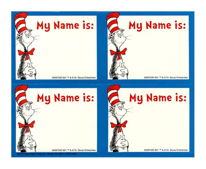 Cat in the Hat Name Tags