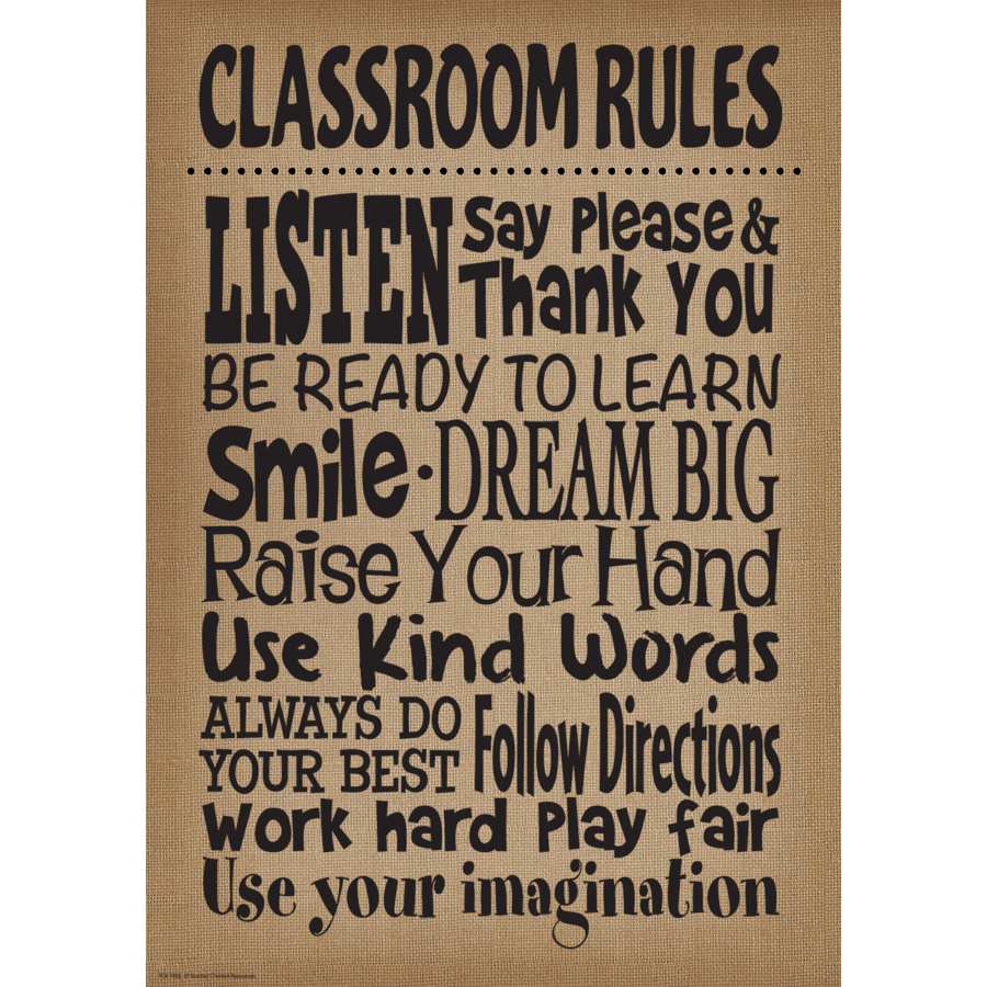 Burlap Classroom Rules Positive Poster