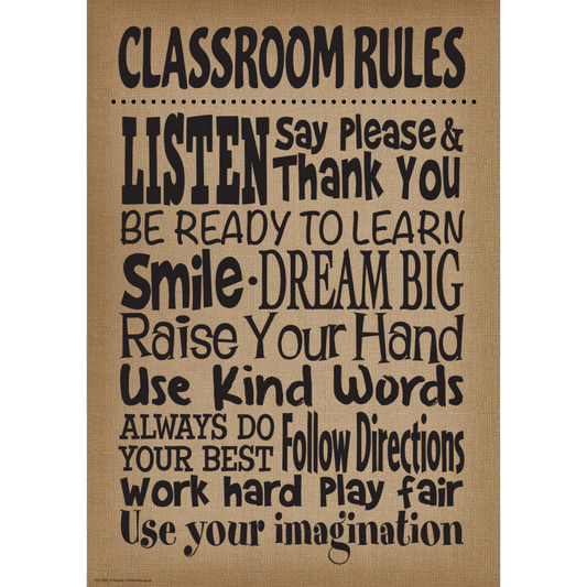 Burlap Classroom Rules Positive Poster