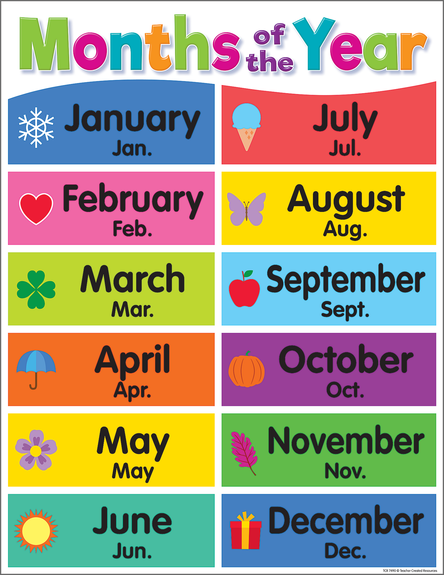 Colorful Months of the Year Chart