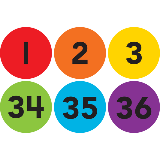 Spot On Numbers 1-36 Carpet Markers - 4"