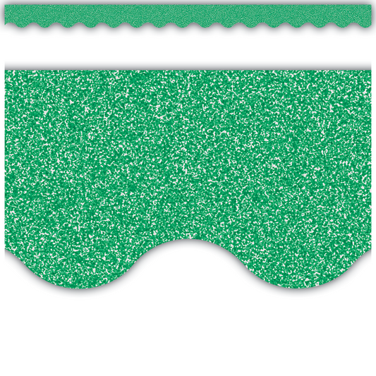 Green Glitz Scalloped Border Trim