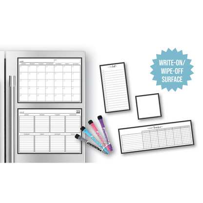 Black & White Dry-Erase Magnetic Calendar Set