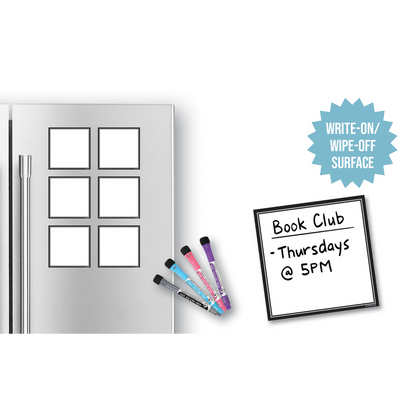 Black & White Dry-Erase Magnetic Square Notes