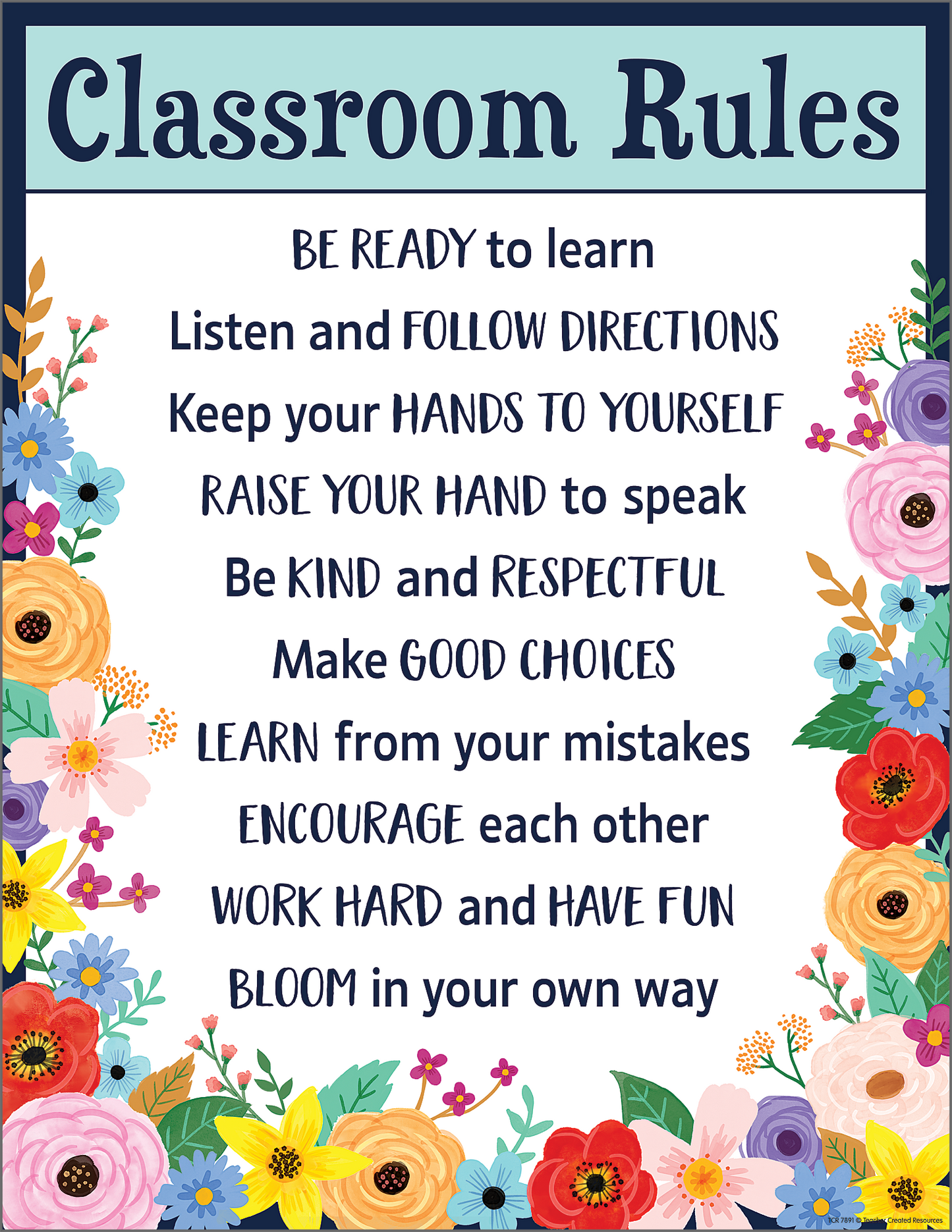 Wildflowers Classroom Rules Chart