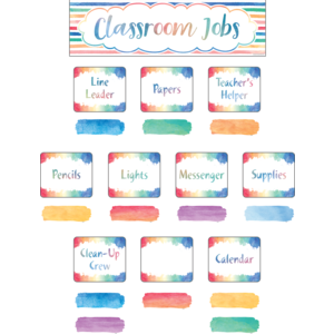 Watercolor Classroom Jobs Mini Bulletin Board