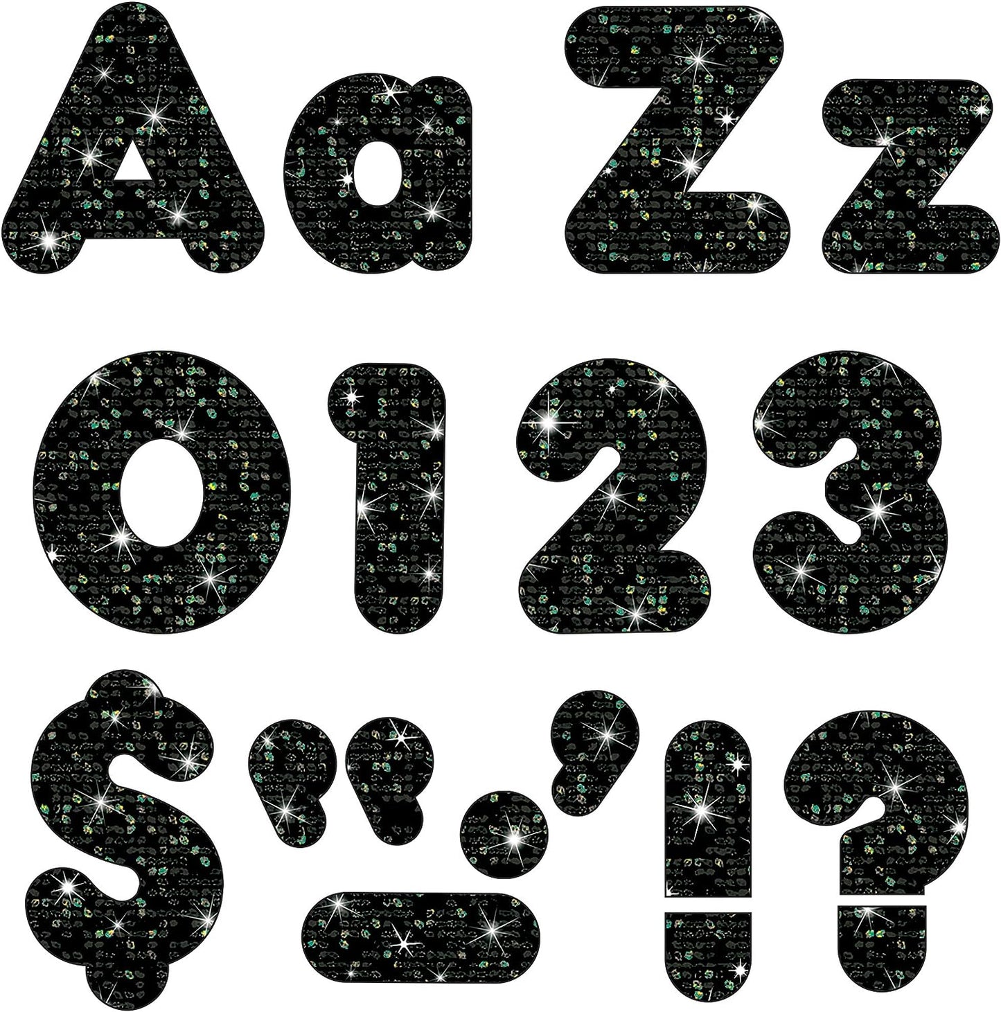 Black Sparkle 4" Casual Combo Ready Letters