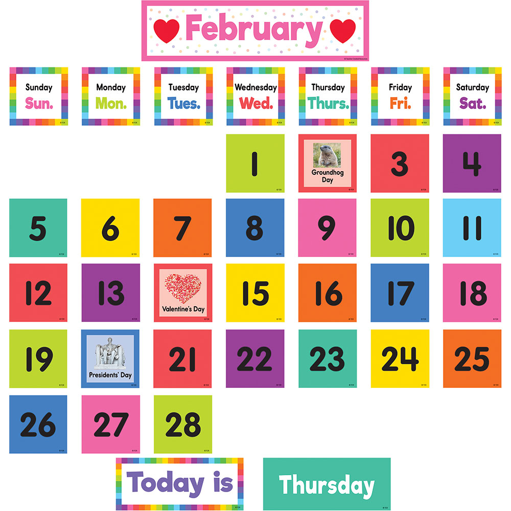 Colorful Calendar Pocket Chart Cards