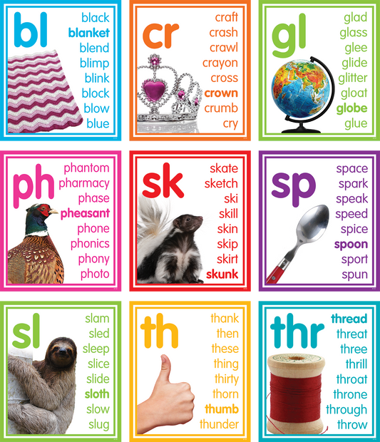 Colorful Photo Cards Digraphs and Blends Bulletin Board