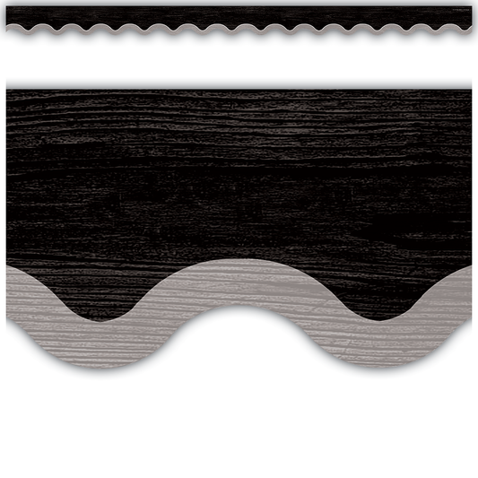 Modern Farmhouse Black with Gray Scalloped Border Trim