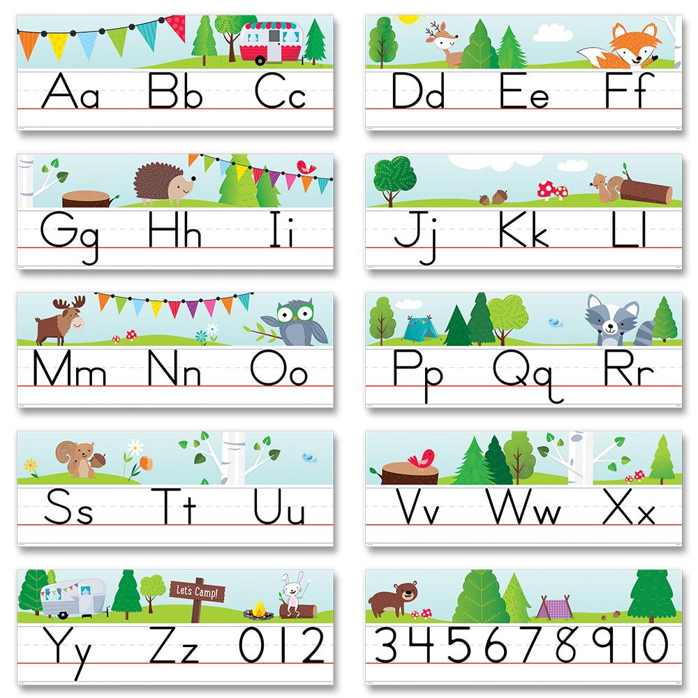 Woodland Friends Traditional Manuscript Alphabet Line Bulletin Board