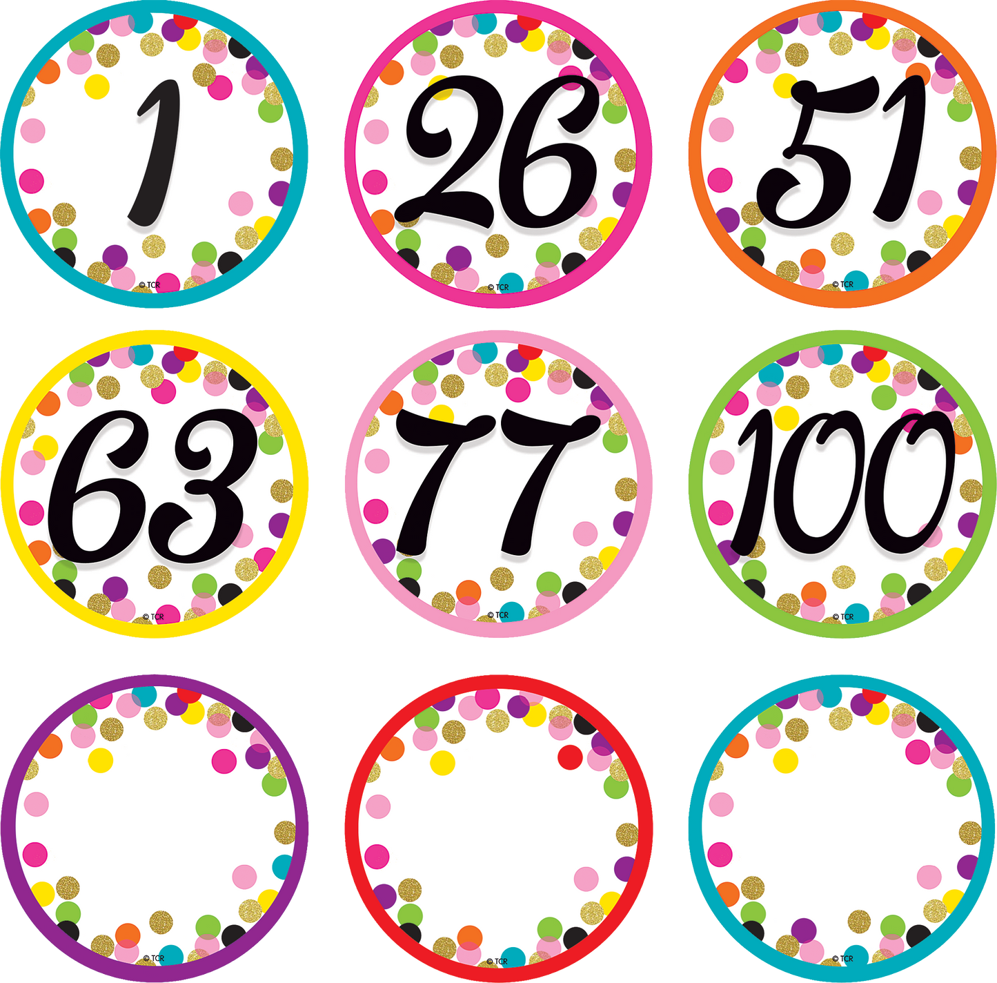 Confetti Number Cards