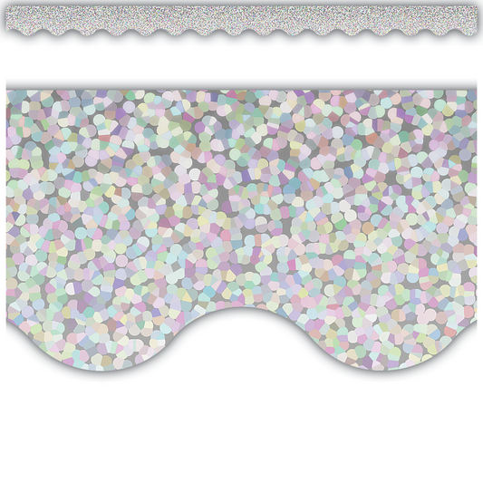 Silver Sparkle Scalloped Border Trim