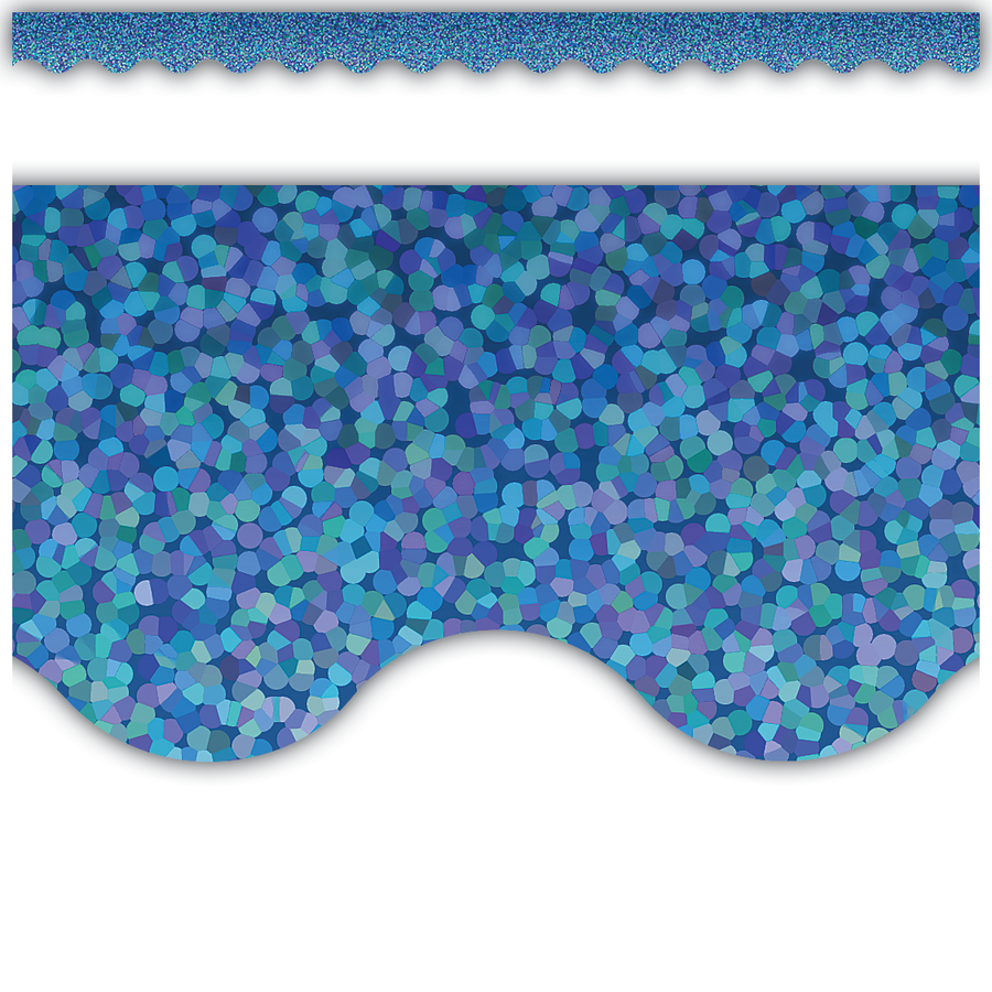 Blue Sparkle Scalloped Border Trim