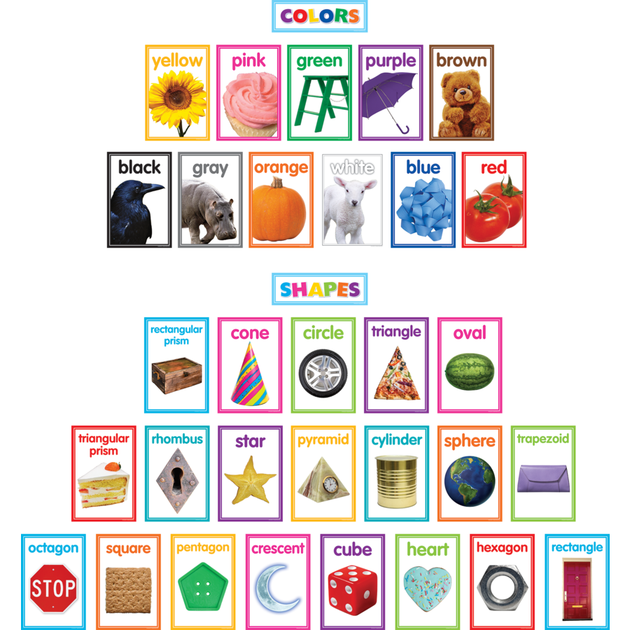 Colorful Photo Shapes & Colors Cards Bulletin Board