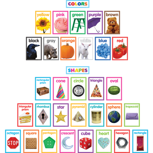 Colorful Photo Shapes & Colors Cards Bulletin Board