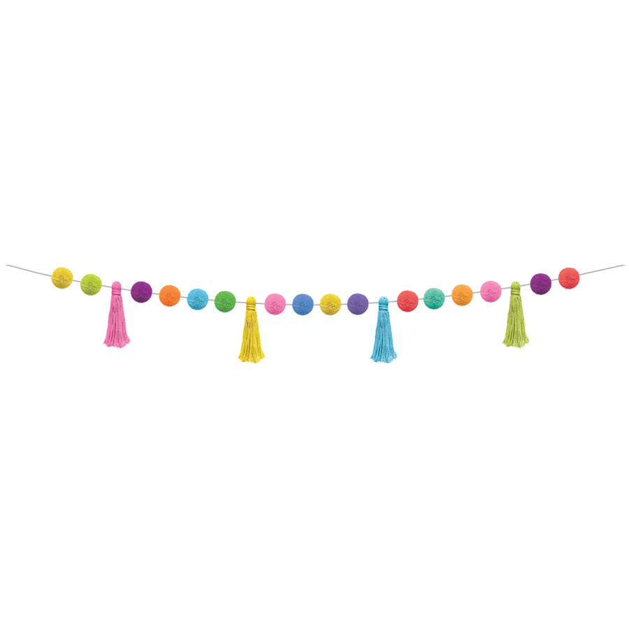 Colorful Pom-Poms and Tassels Garland