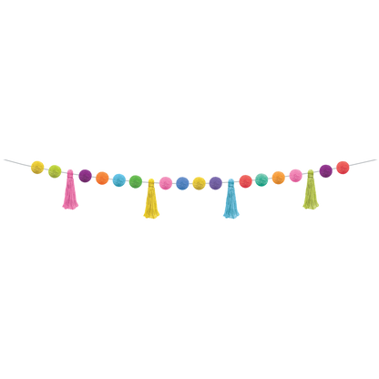 Colorful Pom-Poms and Tassels Garland