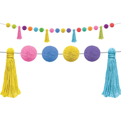 Colorful Pom-Poms and Tassels Garland