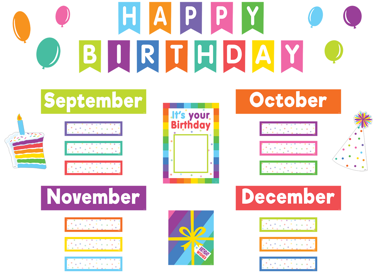 Colorful Happy Birthday Mini Bulletin Board