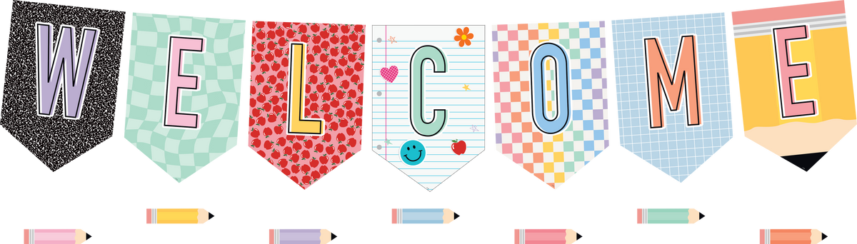 Cool for School Pennants Welcome Bulletin Board Set