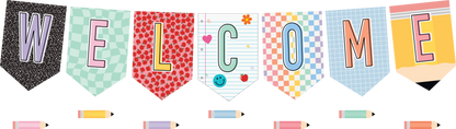 Cool for School Pennants Welcome Bulletin Board Set