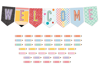 Cool for School Pennants Welcome Bulletin Board Set