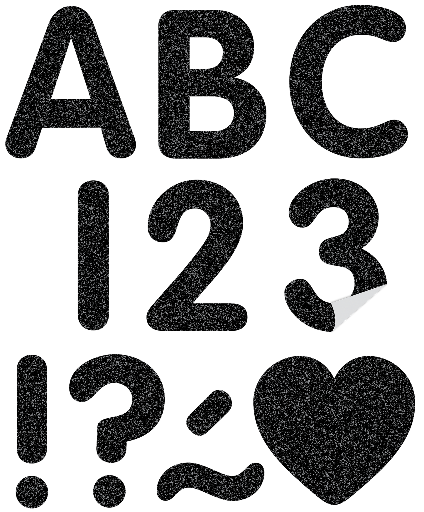 Black Glitz 2" Classic Self-Adhesive Letters Uppercase