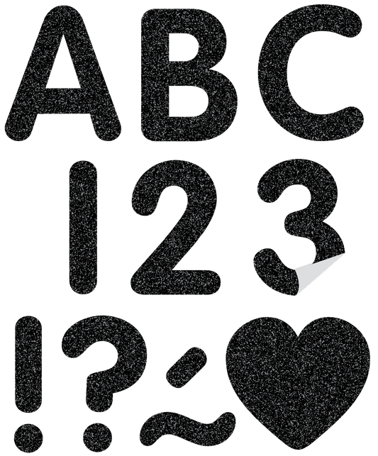 Black Glitz 2" Classic Self-Adhesive Letters Uppercase