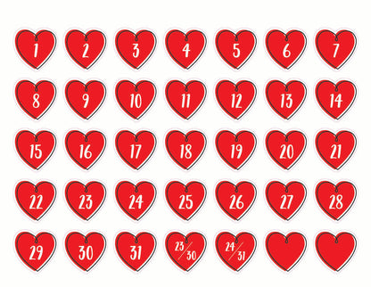 Doodle Hearts Calendar Days (Core Decor)